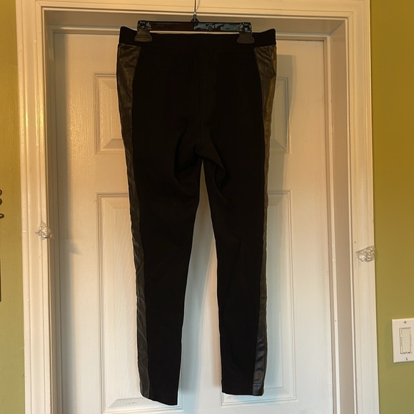 Cache Black Stretch Pants with Faux Leather side Trim Size 10 - Picture 2 of 7